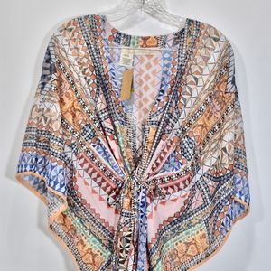New Rachel Roy Pancho Beach Cover-Up Mini Length M